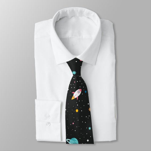 Rocket Ships and Planets on Black Stropdas (Gebonden)