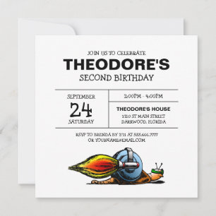 Rocket Snail Birthday Uitnodiging