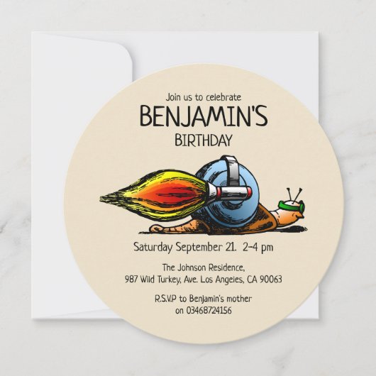 Rocket Snail Birthday Uitnodiging (Voorkant)