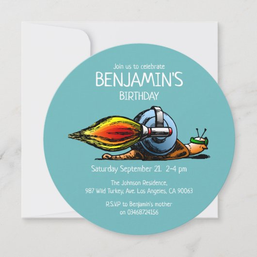 Rocket Snail Birthday Uitnodiging (Voorkant)
