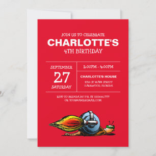 Rocket Snail Birthday Uitnodiging