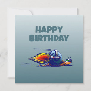 Rocket Snail Flat Birthday Kaart