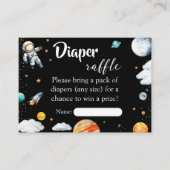 Rocket Space Diaper Raffle Card Black Baby Boy Informatiekaartje (Voorkant)
