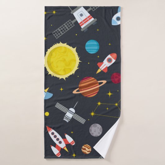 Rocket space globe solar system and planet cosmos (Serviette de bain)