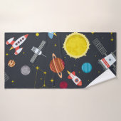 Rocket space globe solar system and planet cosmos (Serviette de bain)