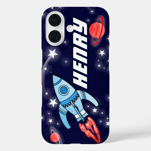 Rocket space navy, gepersonaliseerde naam iphone c Case-Mate iPhone case (Achterkant)