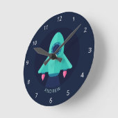 Rocket Spaceship Baby Boy Nursery Space Theme Name Ronde Klok (Hoek)