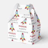 Rocket Spaceship Lancering Custom Name Birthday Bedankdoosjes (Achterkant)