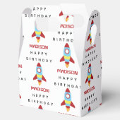 Rocket Spaceship Lancering Custom Name Birthday Bedankdoosjes (Geopend)