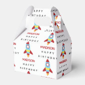 Rocket Spaceship Lancering Custom Name Birthday Bedankdoosjes (Voorkant Zijde)