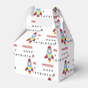 Rocket Spaceship Lancering Custom Name Birthday Bedankdoosjes