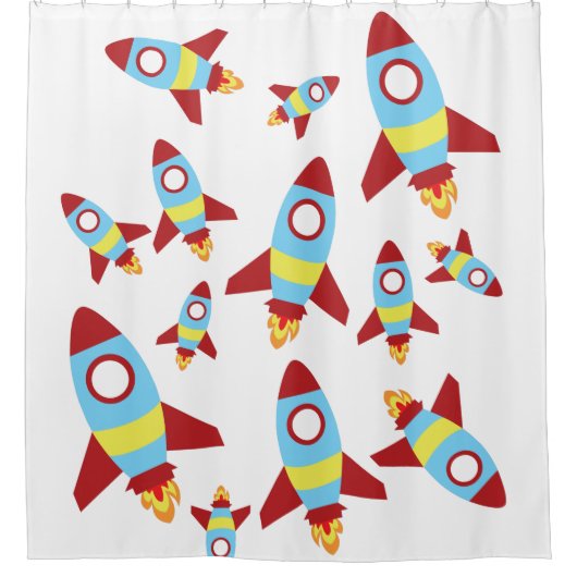 Rocket Spaceship Launching Douchegordijn (Voorkant)