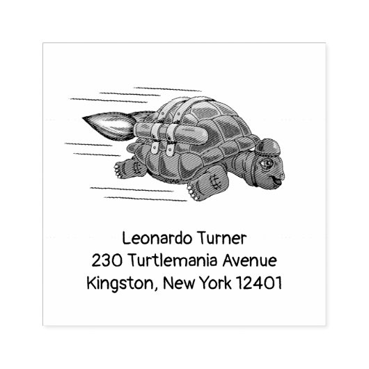 Rocket Turtle's snelle rit Rubberstempel (Afrduk)