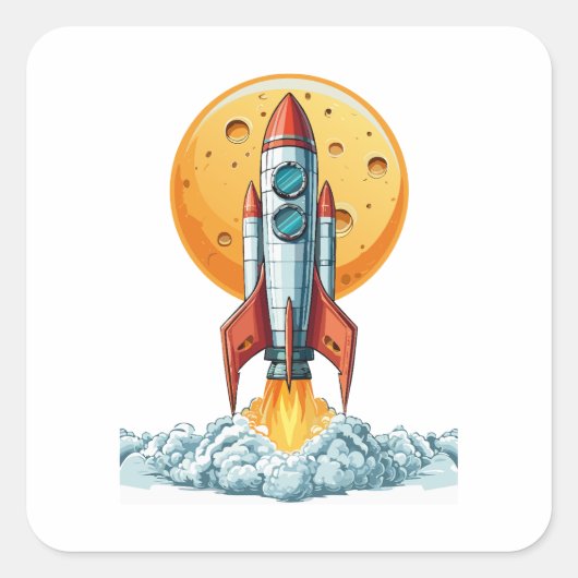 rocket vierkante sticker (Voorkant)