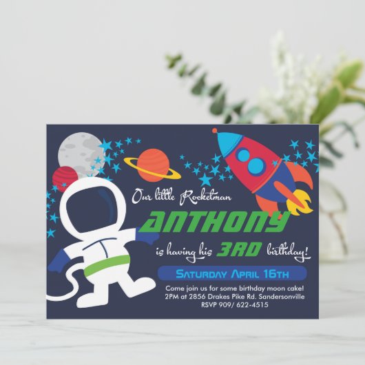 Rocketman 5x7 Invitation d'anniversaire (Debout devant)