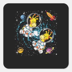 Rockets Astronaut Africa Zoo Animal Outer Space Gi Vierkante Sticker