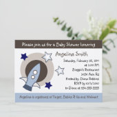 Rockets et étoiles Baby shower Invitation (Debout devant)
