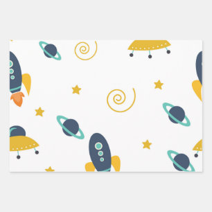 Rockets, Mannen, vrouwen en Kinderen, planetpatroo Inpakpapier Vel