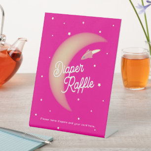 Rockets & Moon Luier Raffle Roze Reclamebord Met Voetstuk