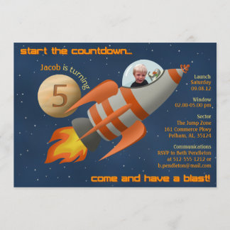 Rocketship Birthday Invitation Kaart