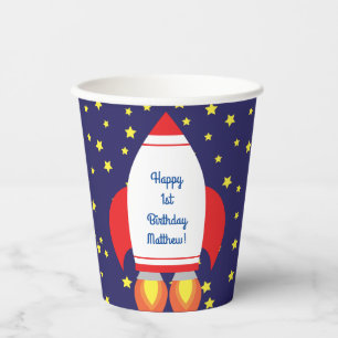 Rocketship Buitenspace Cute Kind Birthday Papieren Bekers