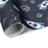 Rocketship Patroon Wrapping Papier (Rol Hoek)