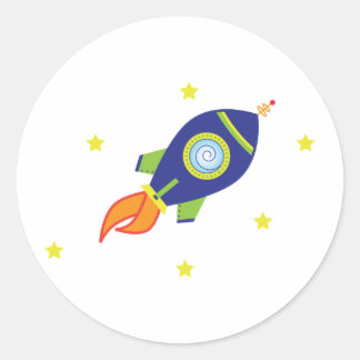 Rocketship Ronde Sticker