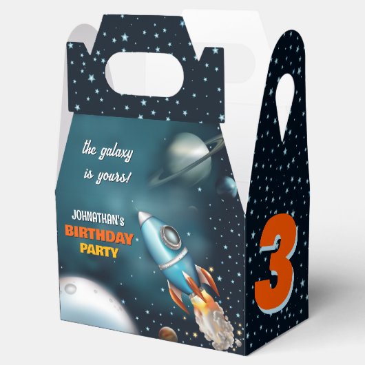 Rocketship Space Adventure Jongen Verjaardag Bedankdoosjes (Geopend)