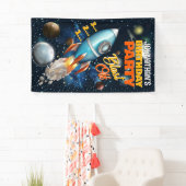 Rocketship Space Adventure Kids Verjaardag Spandoek (Insitu)