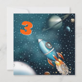 Rocketship Space Adventure Verjaardag Bedankkaart (Achterkant)