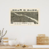 Rockford, IL Panoramic Map - 1891 Poster (Keuken)