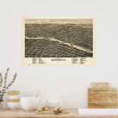 Rockford Illinois 1880 Antiek Panoramic Map Poster (Keuken)