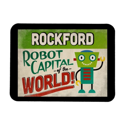 Rockford Illinois Robot - Funny  Magneet (Horizontaal)