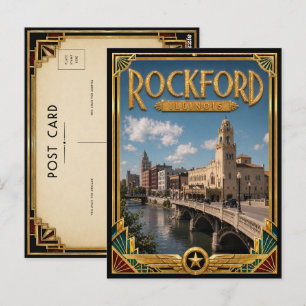 Rockford Illinois Vintage Art Deco Gouden Tijdperk Briefkaart