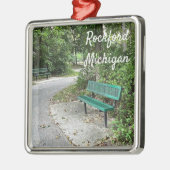 Rockford Michigan White Pine Walking Trail Bench Metalen Ornament (Links)