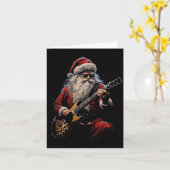 Rockgitaar Kerstman Gitaar spelend - Grappige Kers Kaart (Gele Bloem)