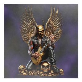 Rockgitarrist in Lederkleidung mit Totenkopf Perfect Poster