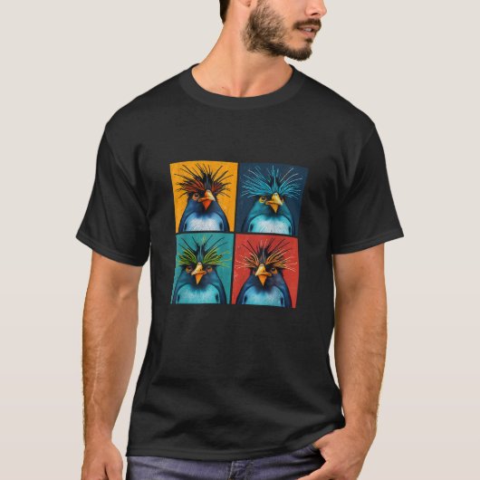 Rockhopper Penguin Pop Art Design Illustration Col T-shirt (Voorkant)