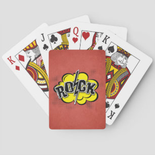 Rockillustratie met komische stijl pokerkaarten