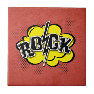 Rockillustratie met komische stijl tegeltje