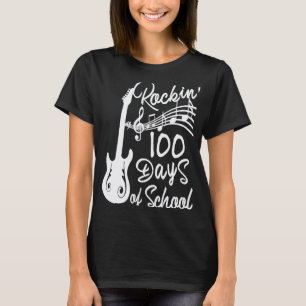 Rockin' 100 dagen school gitaar muziek 100ste dag t-shirt
