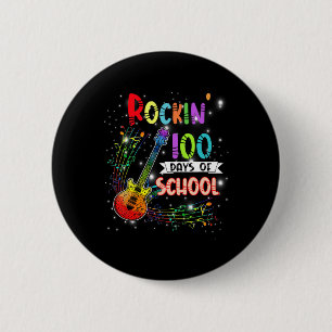 Rockin '100 dagen schoolgitaar student muziek te ronde button 5,7 cm