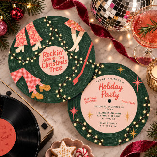 Rockin' Around Retro Kerstfeest Uitnodiging