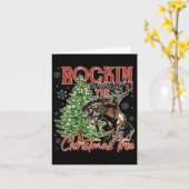 Rockin' Around The Christmas Cowboy Tree Santa Rid Kaart (Gele Bloem)