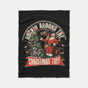 Rockin' Around The Christmas Funny Cowboy beroemd  Fleece Deken