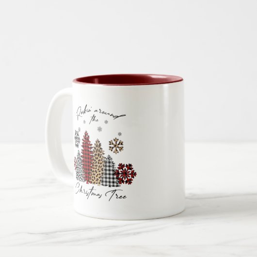 Rockin’ Christmas Mug – Plaid & Leopard Trees (Devant gauche)