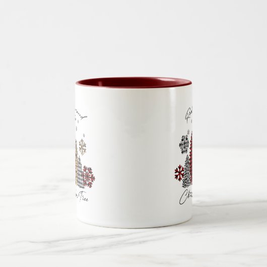 Rockin’ Christmas Mug – Plaid & Leopard Trees Tweekleurige Koffiemok (Center)