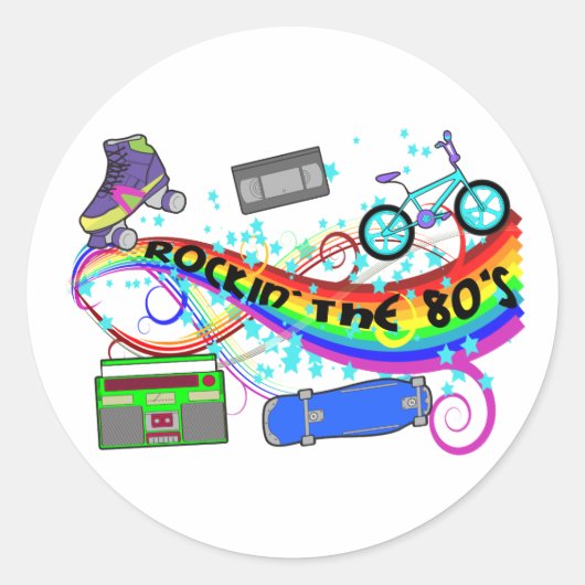 Rockin de 80's ronde sticker (Voorkant)