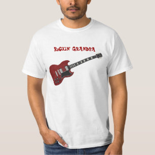 Rockin' Grandpa, rode en zwarte gitaar T-shirt