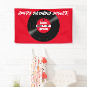 Rockin Happy Birthday Vinyl Record Rood Spandoek (Insitu)